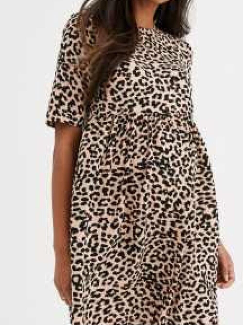 ASOS Maternity smock mini dress in leopard print